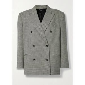 Magda Butrym Oversized Double-Breasted Houndstooth Wool Blend Blazer